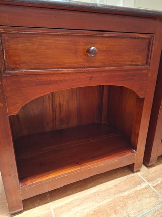 Pareja Muebles Auxiliares Madera Maciza Pórtico
