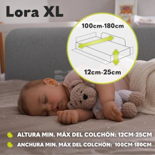 lionelo Lora XL 150x45 cm Barrera de cama Plegable