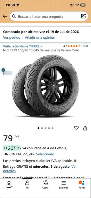 Michelin City Grip 150/70-13 64S Nuevo