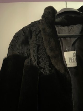 Abrigo de piel natural negro FHAMP Madrid vintage