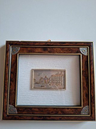 Quadretto in argento con cornice in legno