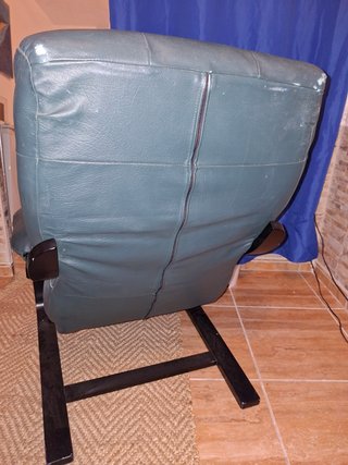 Sillón de piel azul/verde