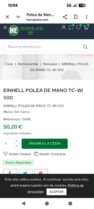 Polea de mano Einhell TC-WI 500