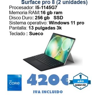Surface Pro 8 (2 unidades) 16GB RAM