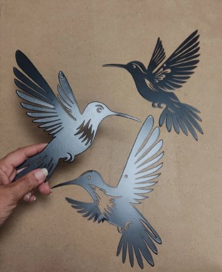 3 Colibrís Metálicos para decorar paredes