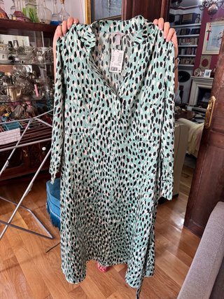 Vestido H&M Verde Estampado Talla 44