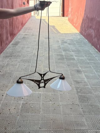 Lámpara colgante metal y cristal