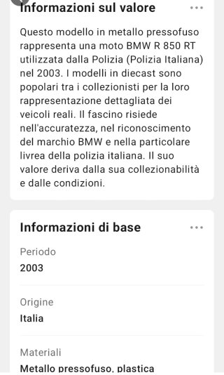 Modellino Moto BMW R 850 RT Polizia