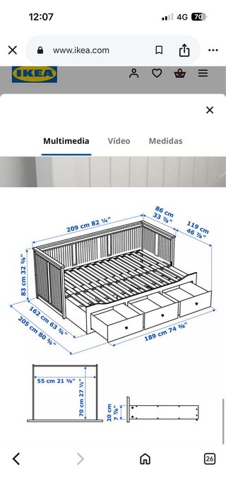 Cama nido/doble Ikea Hemnes