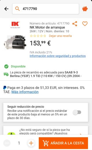 Motor de arranque 12v 2kw 10 dientes