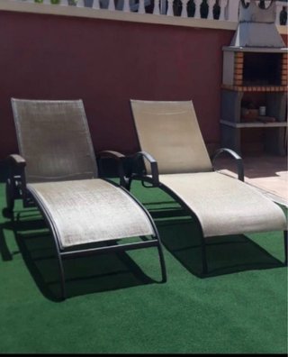 Tumbonas de jardín beige y gris