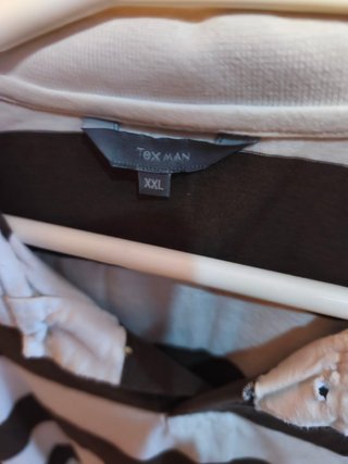 Polo hombre rayas marrón y blanco manga larga
