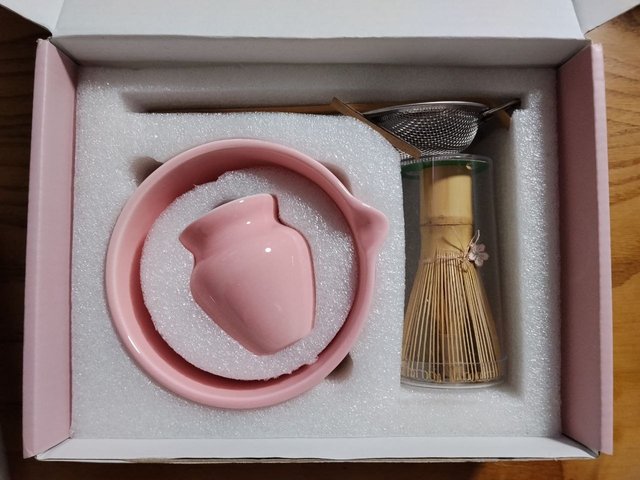 Kit Matcha 7 Piezas Batidor Bambú Rosa