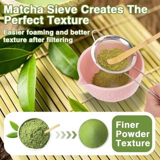 Kit Matcha 7 Piezas Batidor Bambú Rosa