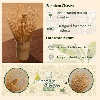 Kit Matcha 7 Piezas Batidor Bambú Rosa