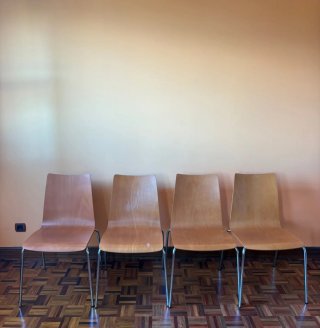 4 Sillas Madera Patas Metal