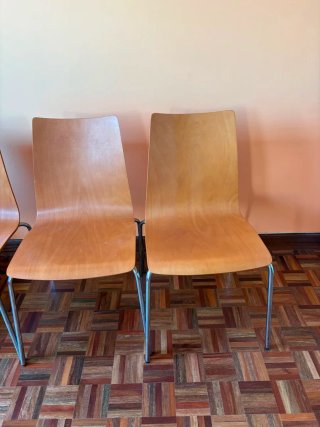 4 Sillas Madera Patas Metal