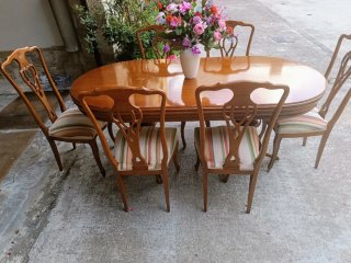 Mesa comedor extensible y 6 sillas tapizadas,