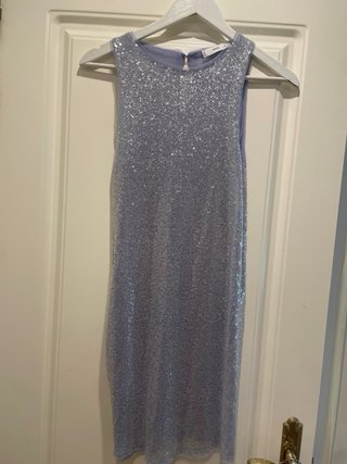 Vestido Mango fiesta lentejuelas plateado Talla S