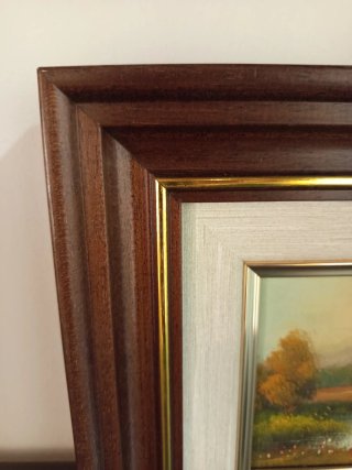 Pintura al óleo paisaje con marco madera
