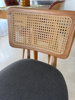 Set 2 Sillas Comedor Madera y Ratán