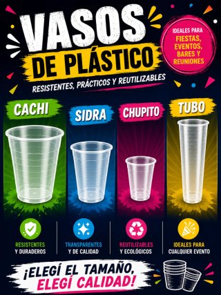 Vasos de plástico resistentes y reutilizables