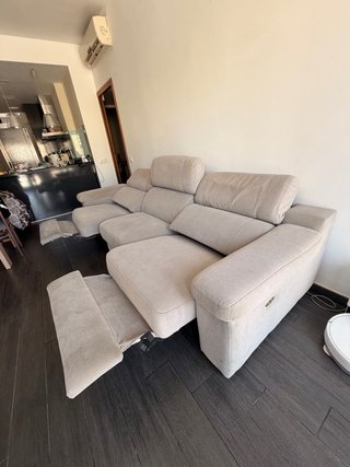 Sofá comedor 4 plazas tela reclinable electrico