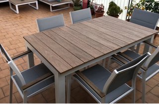 Mesa extensible exterior madera y metal