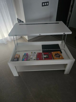 Mesa de centro extensible blanca y negra