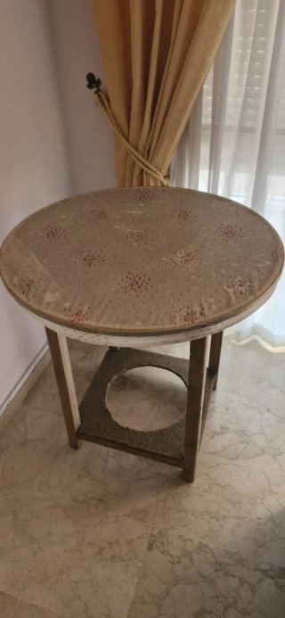 Mesa camilla redonda con faldón doble ( 80cm)