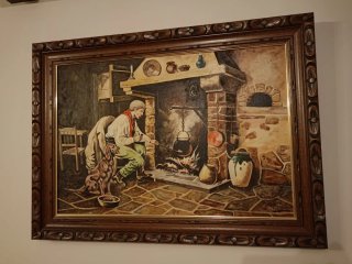 Cuadro hombre junto a chimenea