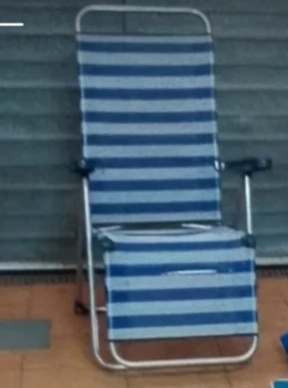 Silla de Playa Plegable Azul y Gris