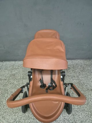 Cochecito gemelar premium marrón