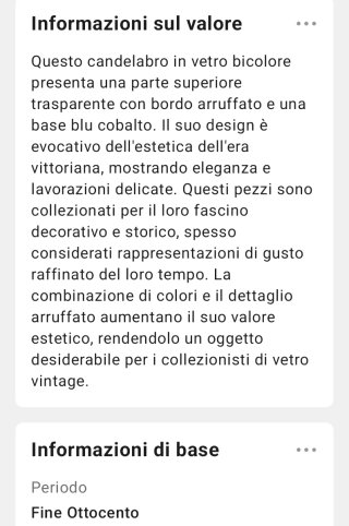 Candelabro Vetro Blu Vintage