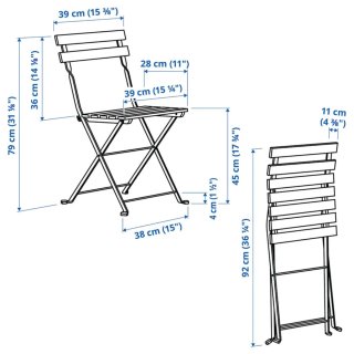 3 Sillas Plegables Jardín + Mesa Auxiliar IKEA