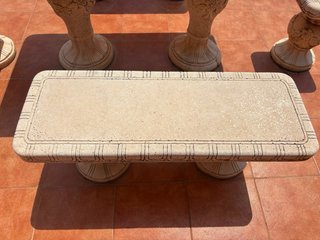 Conjunto Mesa y Bancos Piedra Jardín