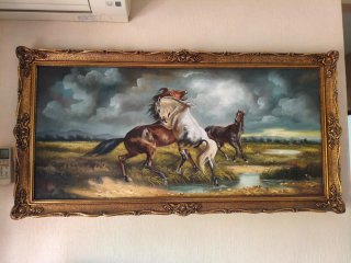 Cuadro de caballos en oleo