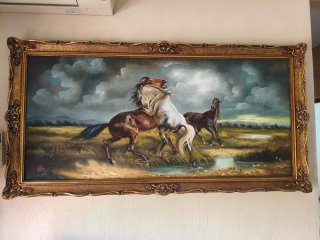 Cuadro de caballos en oleo