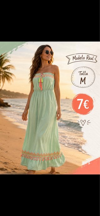 Vestido Talla 38 Beige/Rosa