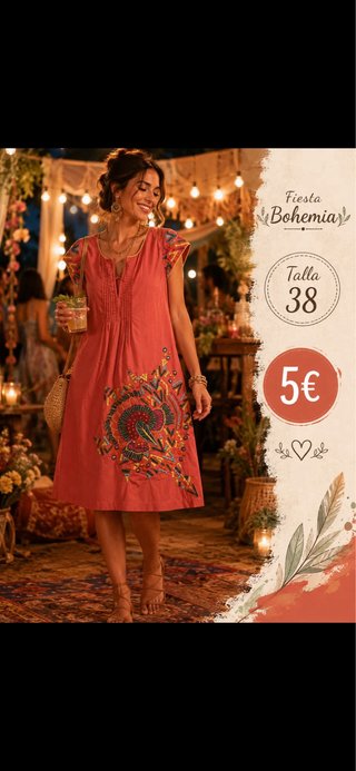 Vestido Talla 38 Beige/Rosa