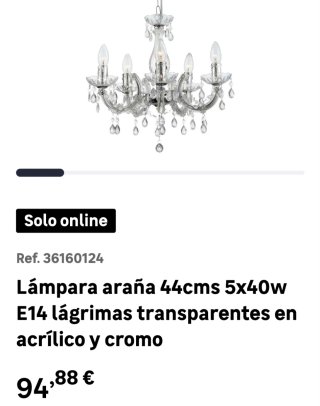 Lámpara de araña de cristal con lágrimas