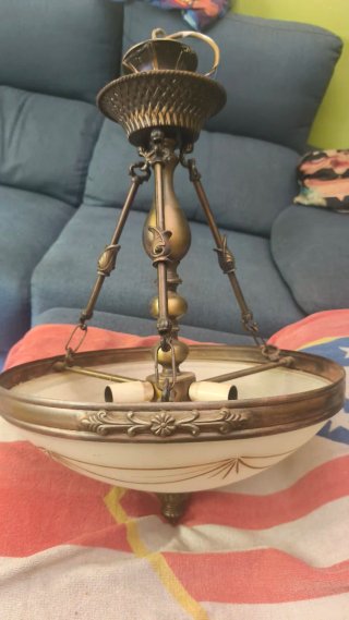 Lámpara de Techo Vintage Beige y Dorada