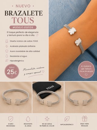Brazalete Tous Modelo Ositos Plata