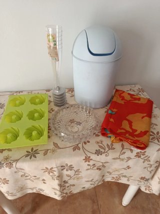 Papelera, molde silicona, cenicero, vasos