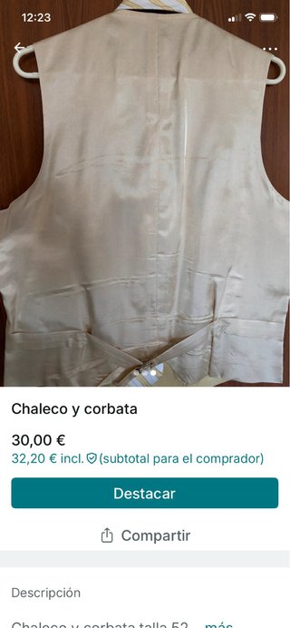 Chaleco y corbata hombre talla 54