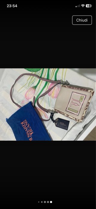 Borsa a tracolla Trussardi beige e rosa, nuova