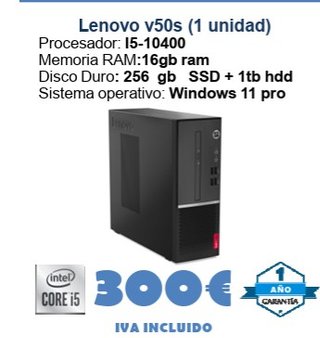 Lenovo v50s PC Intel i5 16GB RAM 256GB SSD+1TB HDD