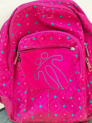 Mochila Totto Rosa Estampada Corazones