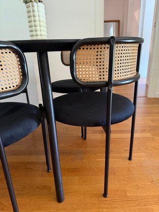 Sillas de comedor ratán negras (Set de 4)