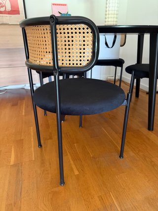Sillas de comedor ratán negras (Set de 4)